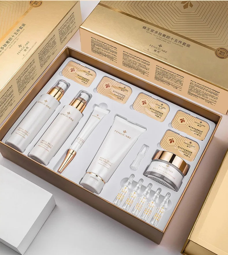 Royal Jelly Moisturizing and Anti-Wrinkle Set Reduces Fine Lines Repairs Skin Hydrates Brightens Anti-Aging Firming Skin care