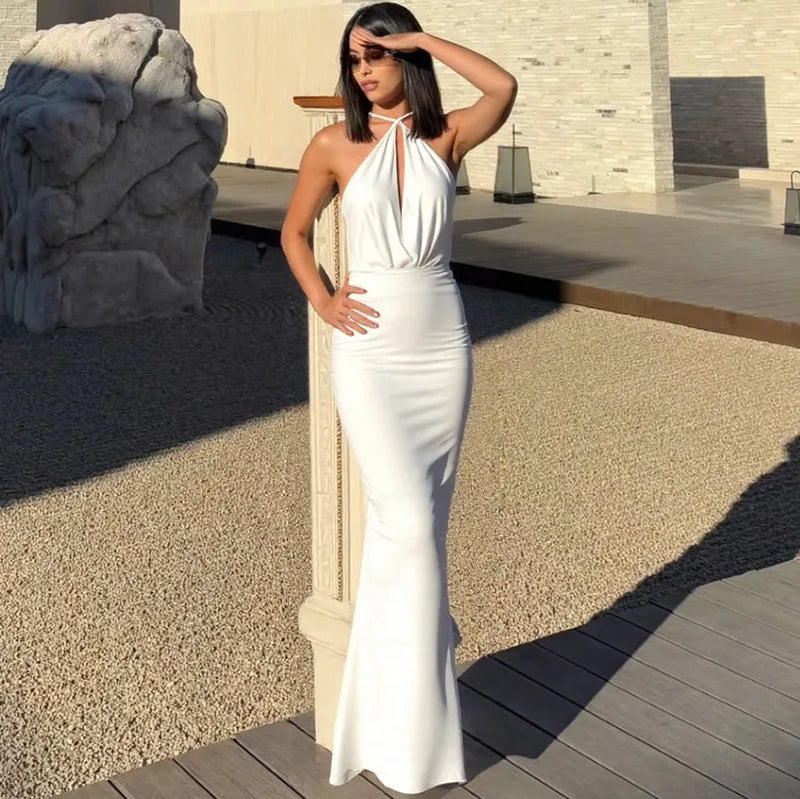 Women's Elegant Sleeveless Backless Maxi Dress