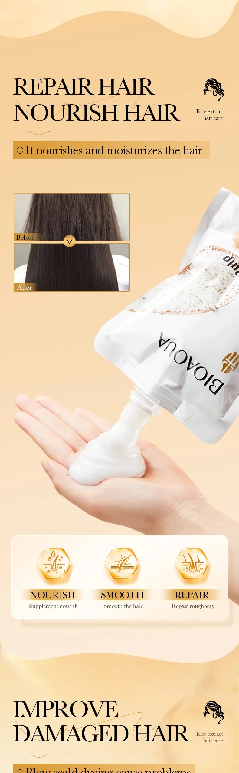 PWYUMAN Magical Keratin Rice Hair Mask - Repair and Moisturizing