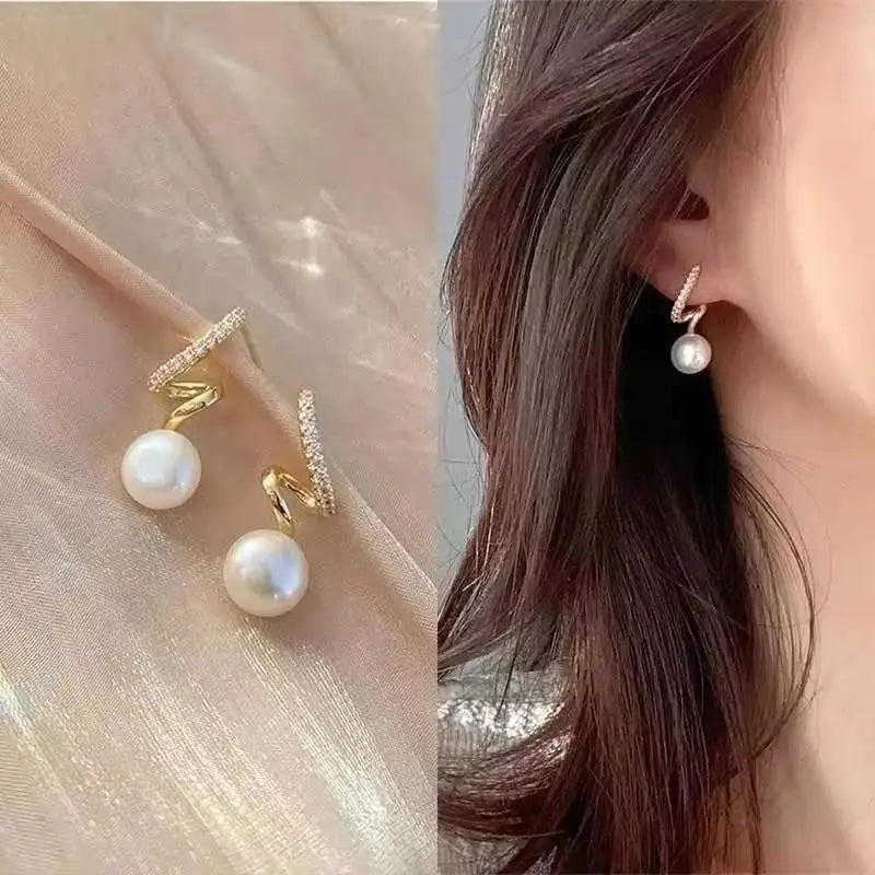 Korean Fashion Zircon Drop Earrings For Women'S Jewelry 2026 Trending New Luxury Women'S'S Geometric Hoop Earrings Pendientes Gifts