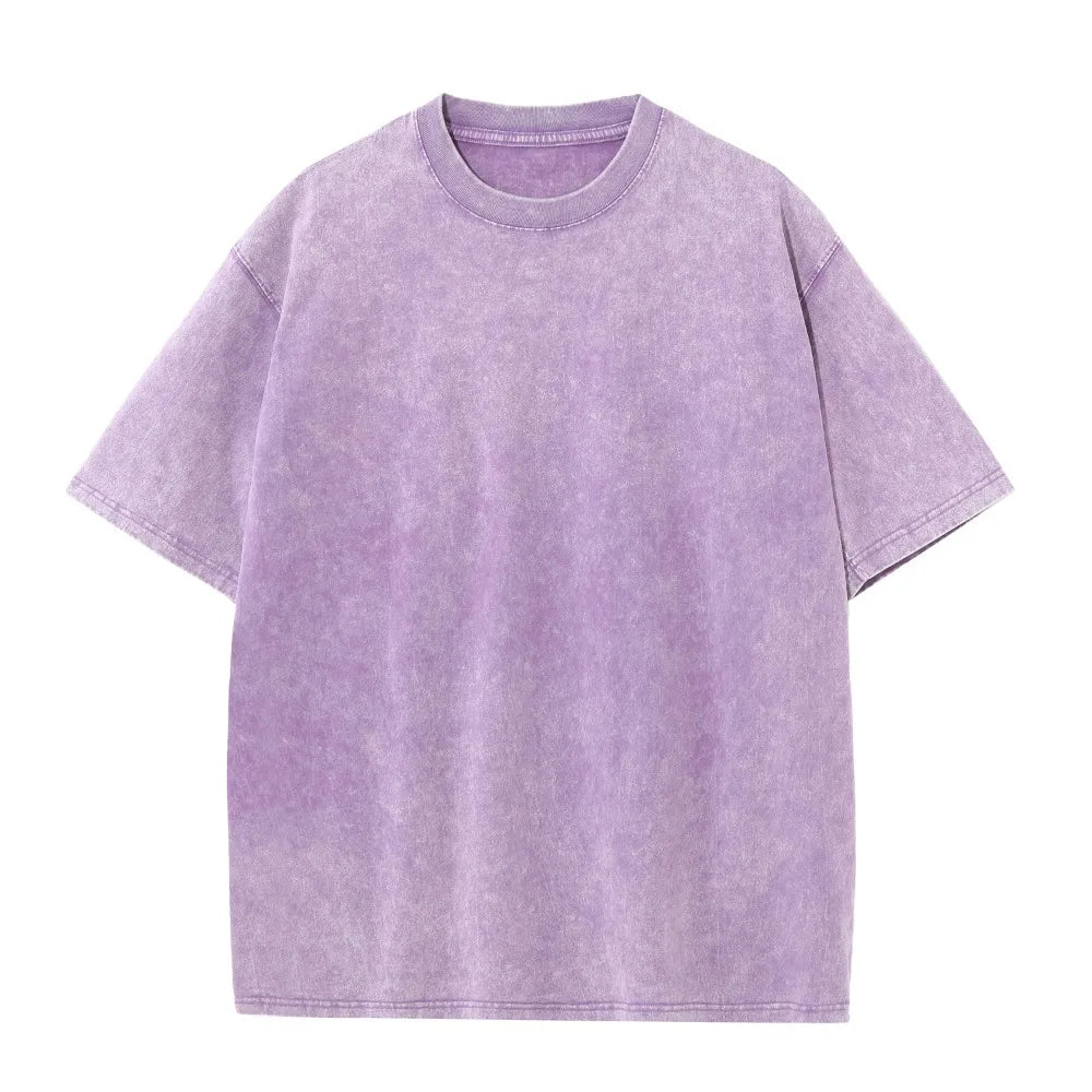 Mens 230G Cotton T Shirt Vintage Washed Short Sleeve Tee For Men Large Size Casual Everyday Wear