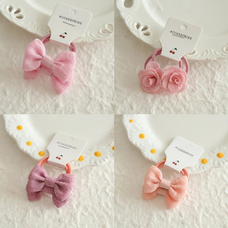 AITOUSHI Girls' Elastic Hair Bow Ties - Cotton Printed Hair Rope