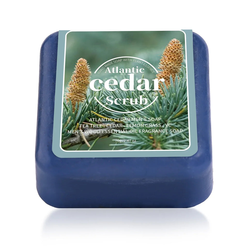 Men's Cedar Essential Oil Soap Travel Portable Hotel Soap Deep Cleansing Wood Fragrance Handmade Soap, Face Wash and Bath Soap