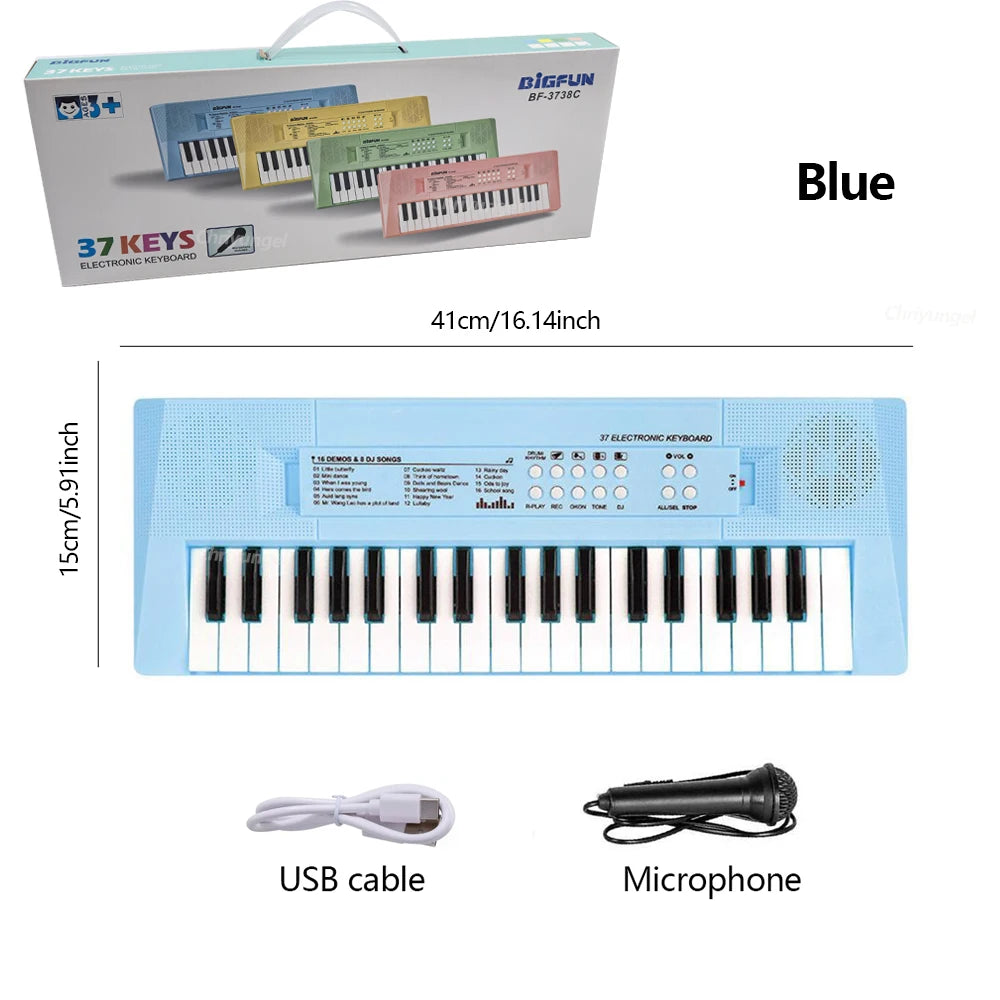 37 Keys Electronic Piano Keyboards with Microphone Rechargeable Education Toys Musical Instrument Gifts for Boys Girls