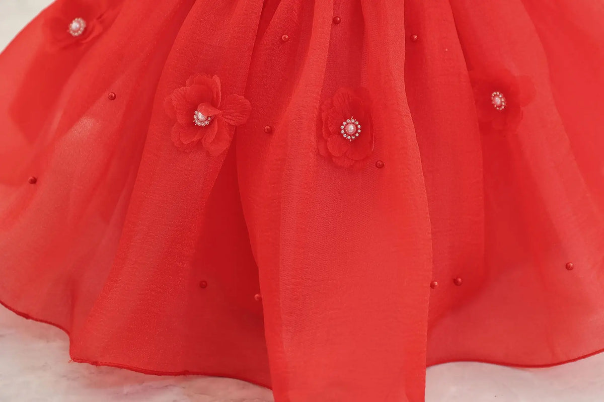 HETISO Summer Infant Baby Girl Dresses Flower Appliques Toddler Kids Birthday Party Princess Wedding Ball Gown