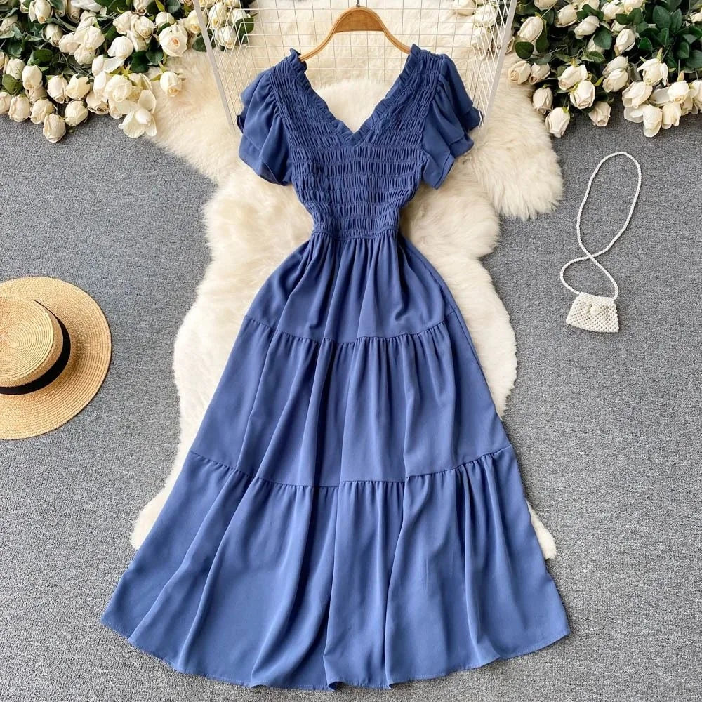 YuooMuoo Luxury French Red Black Maxi Party Dress Elegant V Neck Other Material 100% Autumn 2024 Ladies Dress