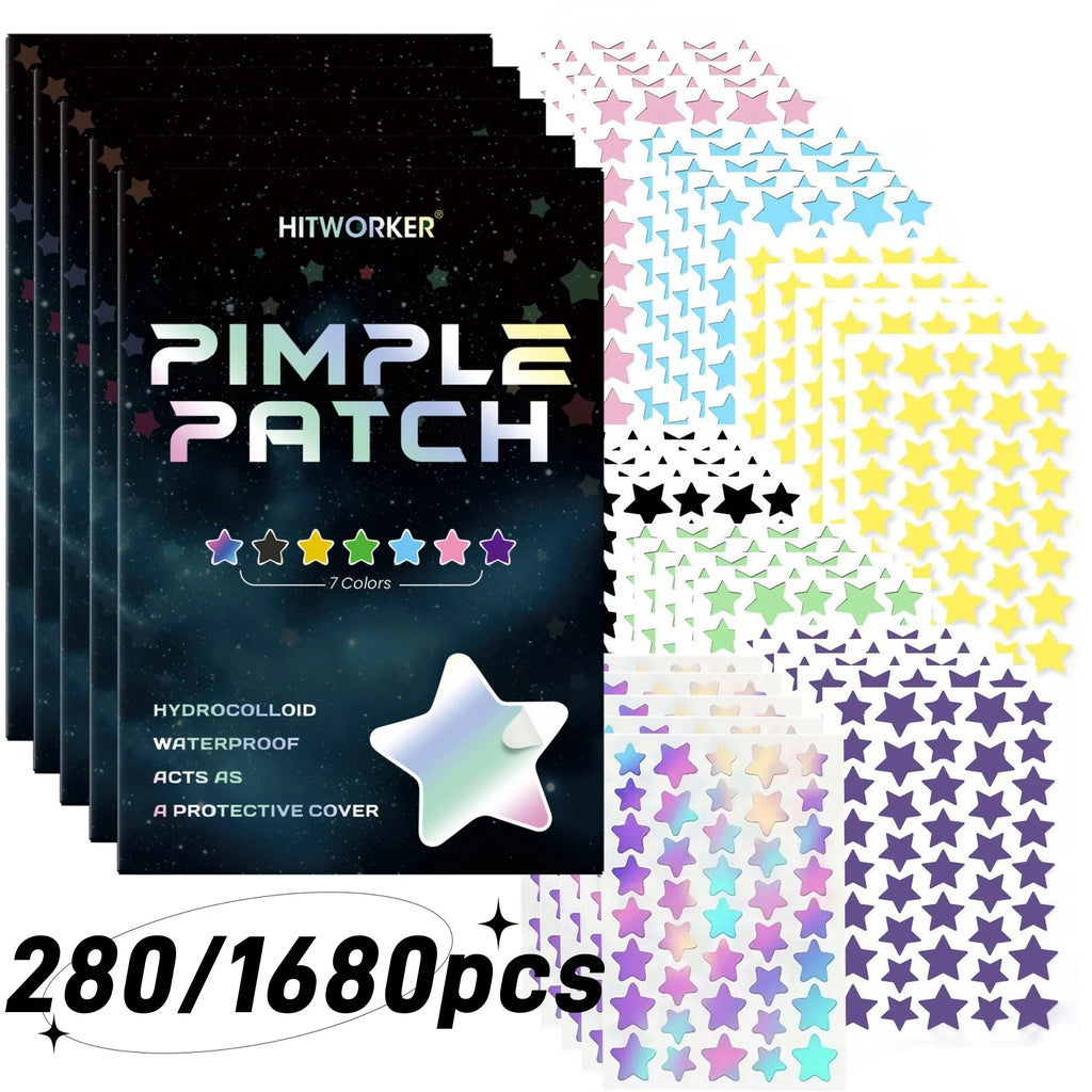 1680 Acne Patches - Gentle And Non-Irritating, Covers Acne And Blemishes - 280 Star Shape Multi-Color Concealer Patches Daily Fa