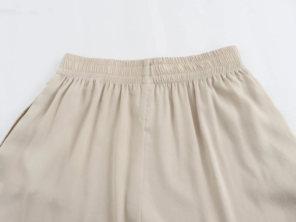 KONDALA Women's Wide Leg Pants - Casual Elastic Waist Trousers Pink