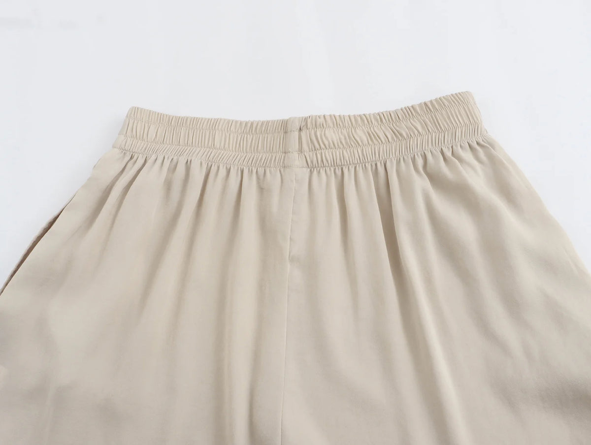 KONDALA Women's Wide Leg Pants - Casual Elastic Waist Trousers Pink