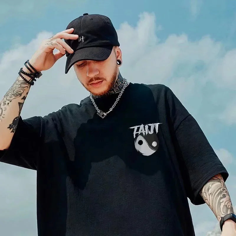 M-8Xl Men'S T Shirt Oversized Streetwear Hip Hop Loose Fashion Korean Short Sleeve Round Neck Print Kung Fu Bear Couple Clothes
