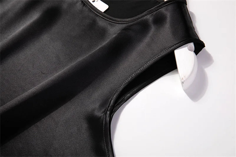 Elegant Fashion Satin Tank Tops Office Lady Blouse Shirts plus  Summer Slim Sleeveless Vest Women Simple O-neck Tops y2k clothes