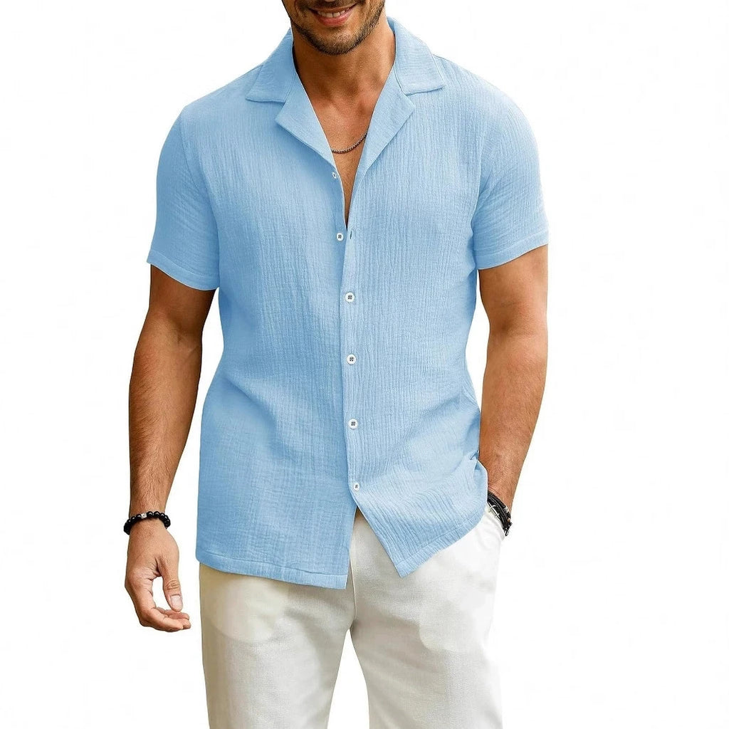 100% Cotton Linen Shirt Men Summer Short Sleeve Male T-shirts Breathable Tops Tee White Clothing Casual Fashion Shirts For Men