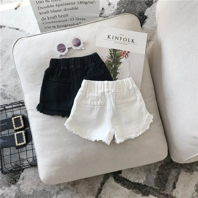 Girls Denim Shorts 2026 Summer 1-7Y Kids Short Jeans Solid Color Fashion Comfotable Clothing with Korean Style Pants
