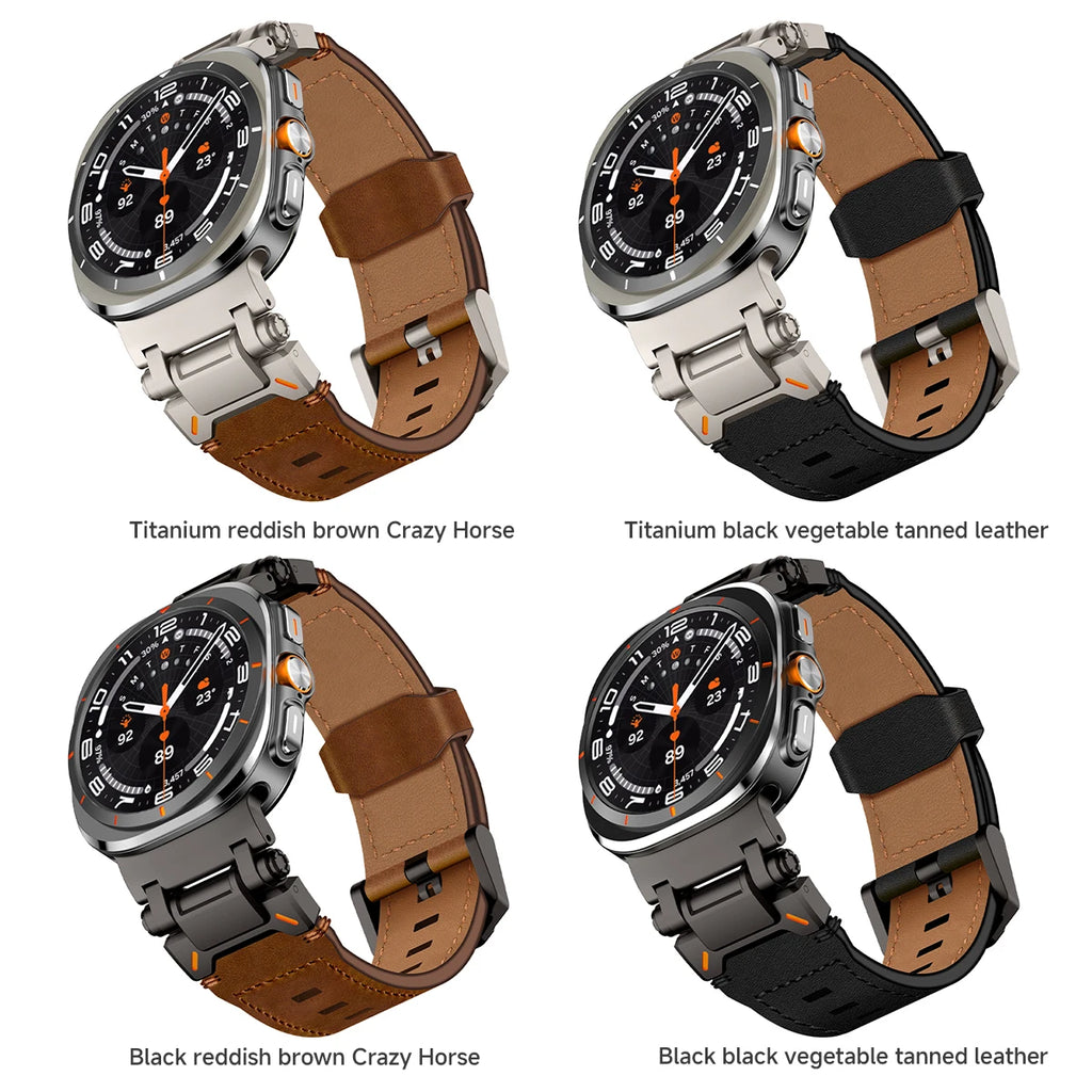 Luxury Leather Band for Samsung Galaxy Watch Ultra 2025 2024 47mm Business Strap for Galaxy Watch Ultra Adjustable Men Wristband
