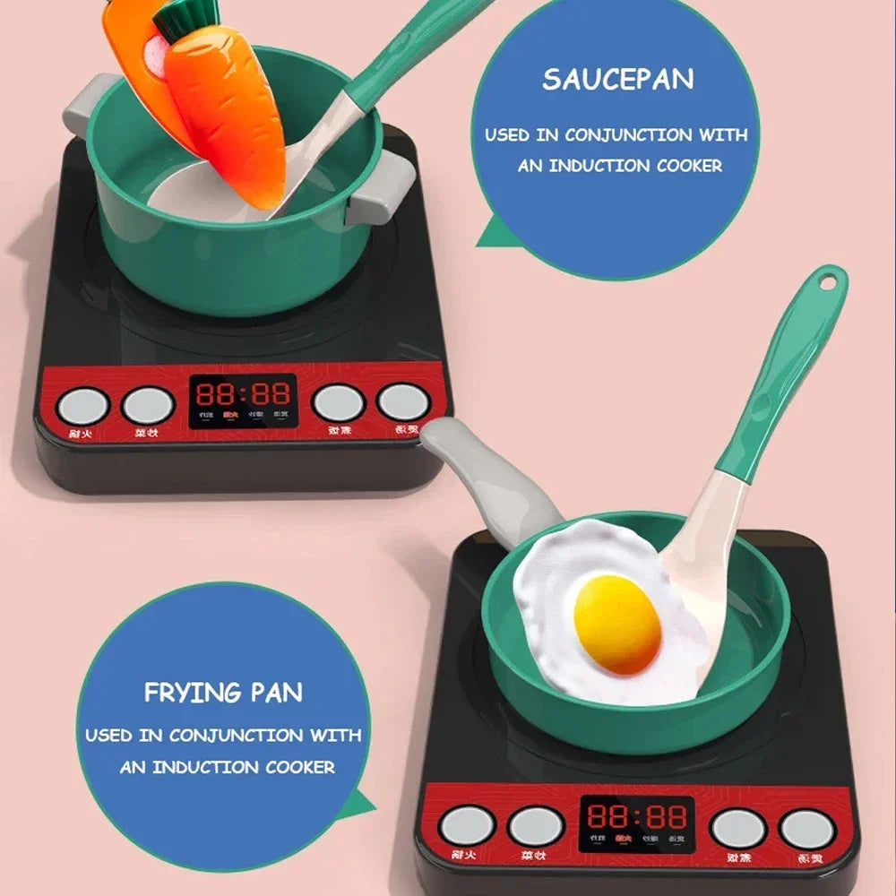 Juego de juguetes de cocina para niños de 92/69/59 piezas, kit de accesorios de cocina de juego con ollas de juego, comida de juguete de simulación, regalo para niñas y niños pequeños