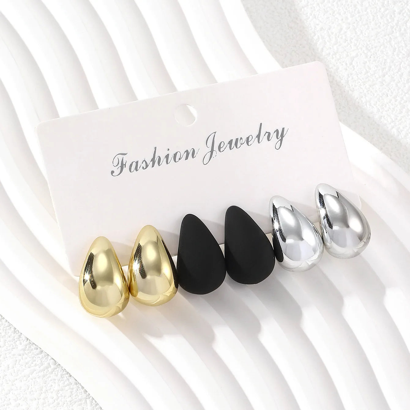 Minimalist Thick Water Drop Earrings Fashion Smooth Matte Surface CCB Stud Earrings Women's Daily Versatile Date Party Jewelry