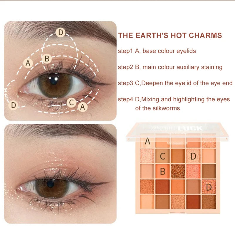 25Color Professional Eyeshadow Palette Eye Glitter Long Lasting Eye Shadow Pallet  Korean Makeup Palette Eye Shadow for Beginner