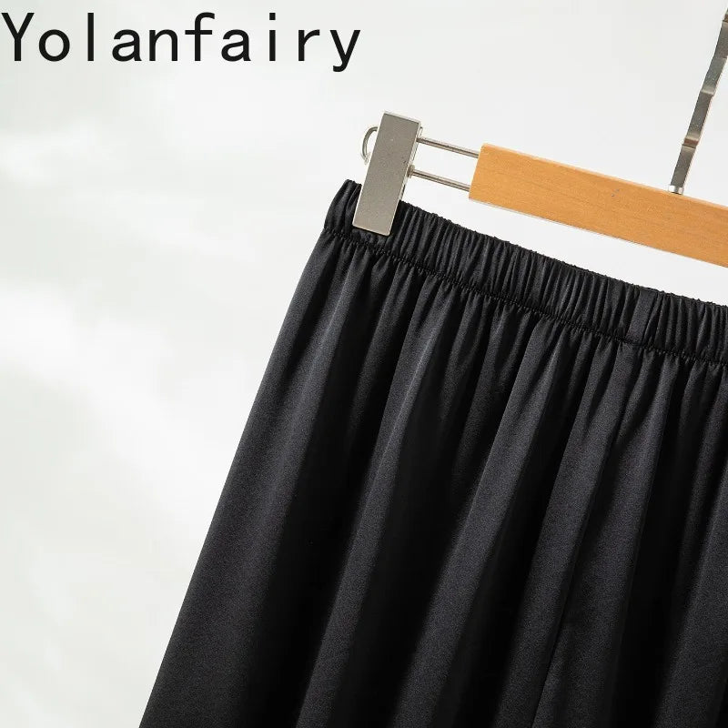 YOLANFAIRY 93% Real Mulberry Silk Pajamas for Woman 2026 Spring Summer High-end Sets Woman 2 Piece Short Sleeve Pijamas De Mujer