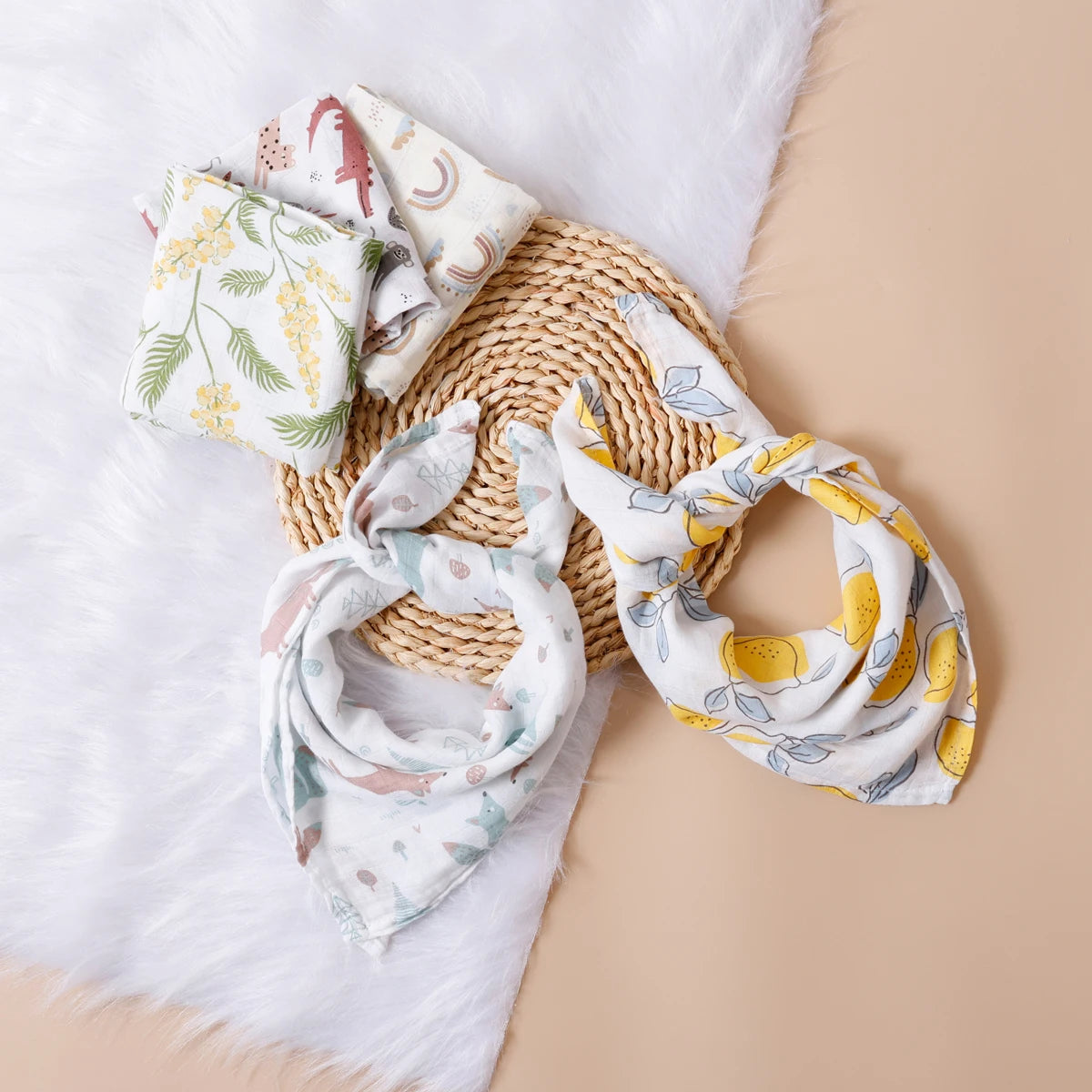 Kangobaby #My Soft Life# New 5pcs Set Multifunctional Baby Muslin Bib Newborn Blanket Breathable Child Scarf 60x60cm