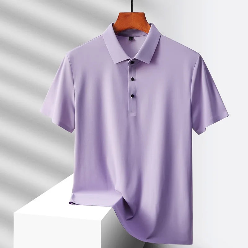 Men's Ice Silk Polo Shirt - Quick-Dry Loose Fit Short Sleeve