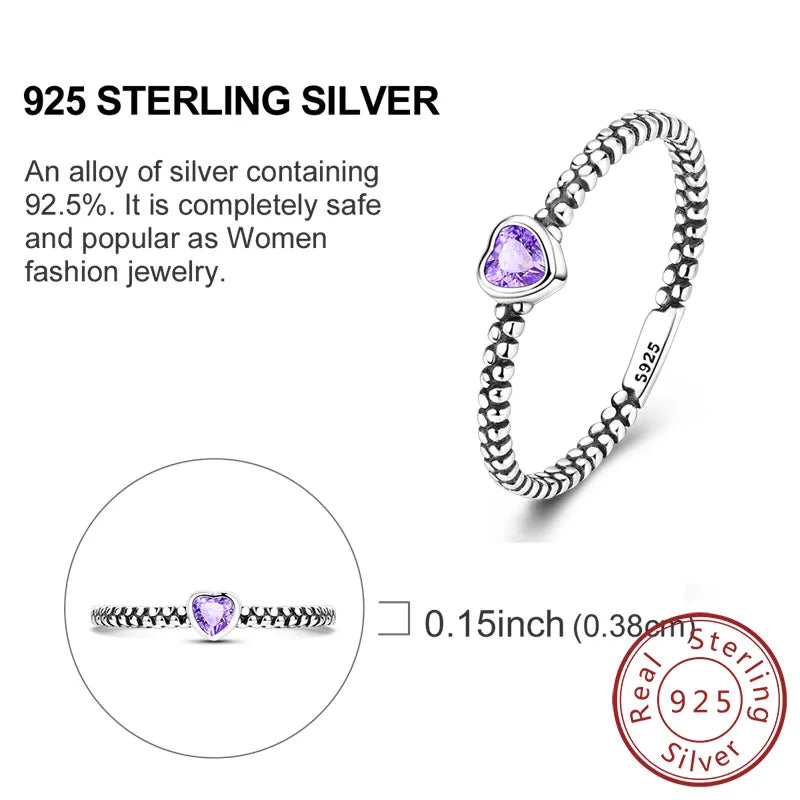 Rings Original 925 Sterling Silver Rings Bow Heart Sun Moon Star Zircon Rings For Women'S Jewelry Birthday Anniversary Gifts