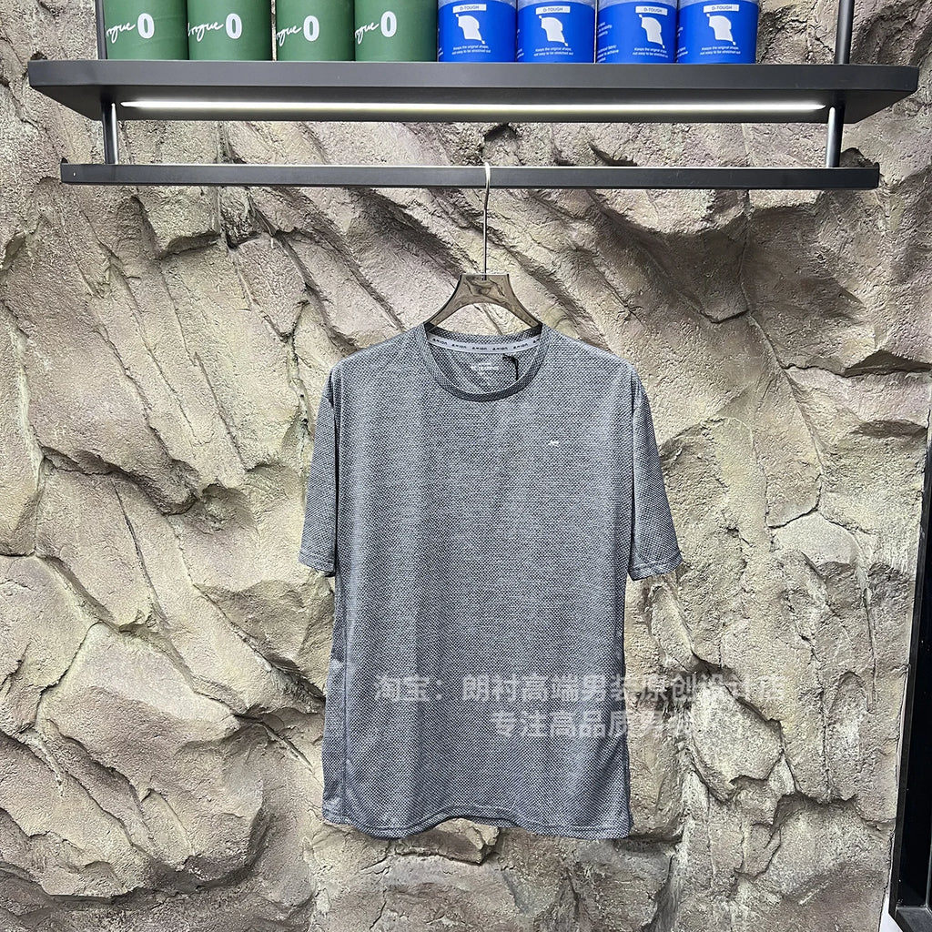 North America Golf Series Reflective Men's Summer New Lightweight Breathable round Neck Sport Quick Dry Short Sleeve T-shirt