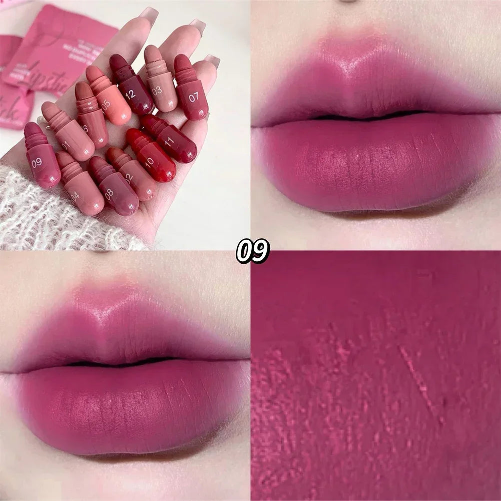 Matte Lipstick Capsule Set 12 Colors Long Lasting Non Fading Perfect Women Gift for Festival Makeup Lip Balm