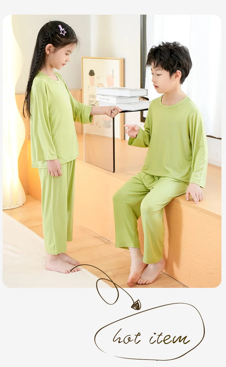 Unisex Kids Long Sleeve Pajamas Set - Cotton Blend Sleepwear