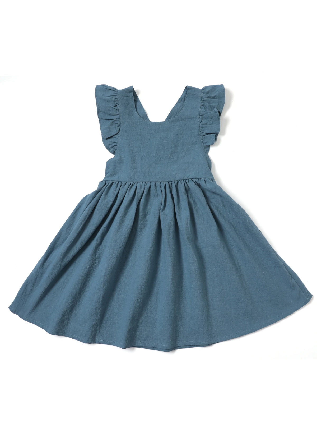 Casual Style Sleeveless Baby Girl Clothing Flying Sleeve Cotton and Linen Material Versatile Solid Color Princess Dress