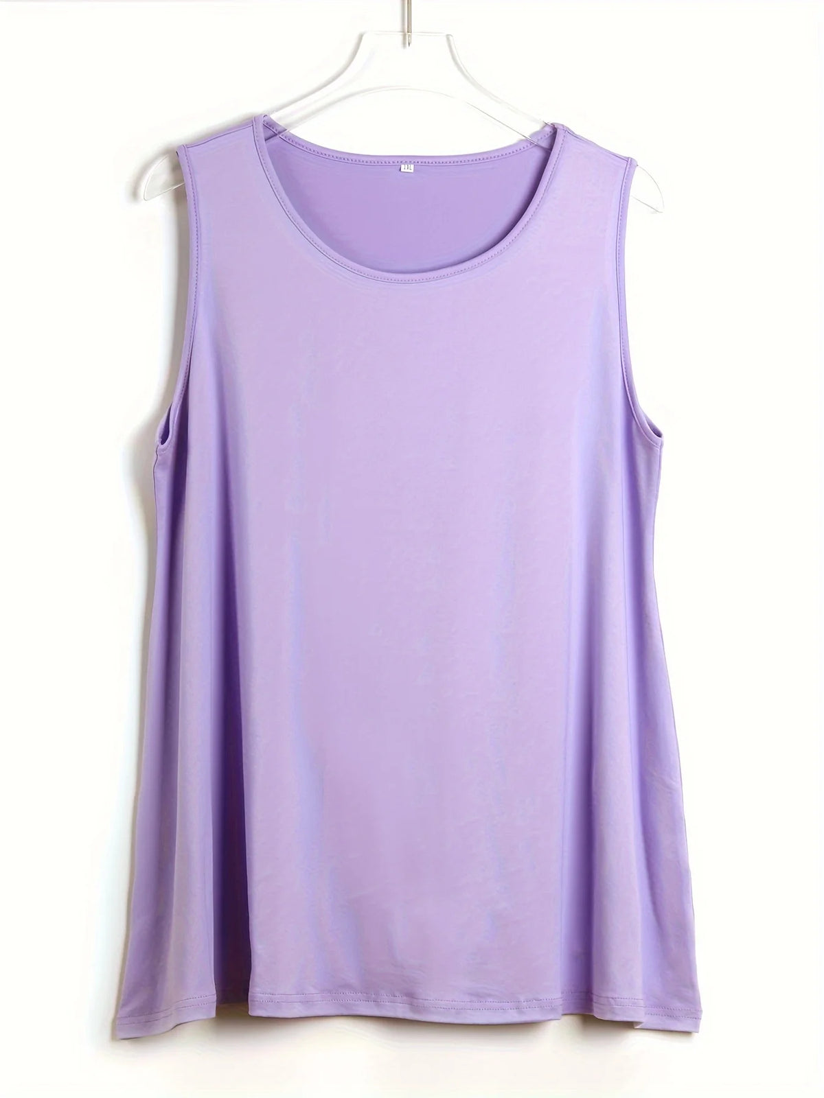 Plus Size Simple Solid Tank Top Casual Crew Neck Sleeveless Tank Top For Summer Women's Plus Size Clothing