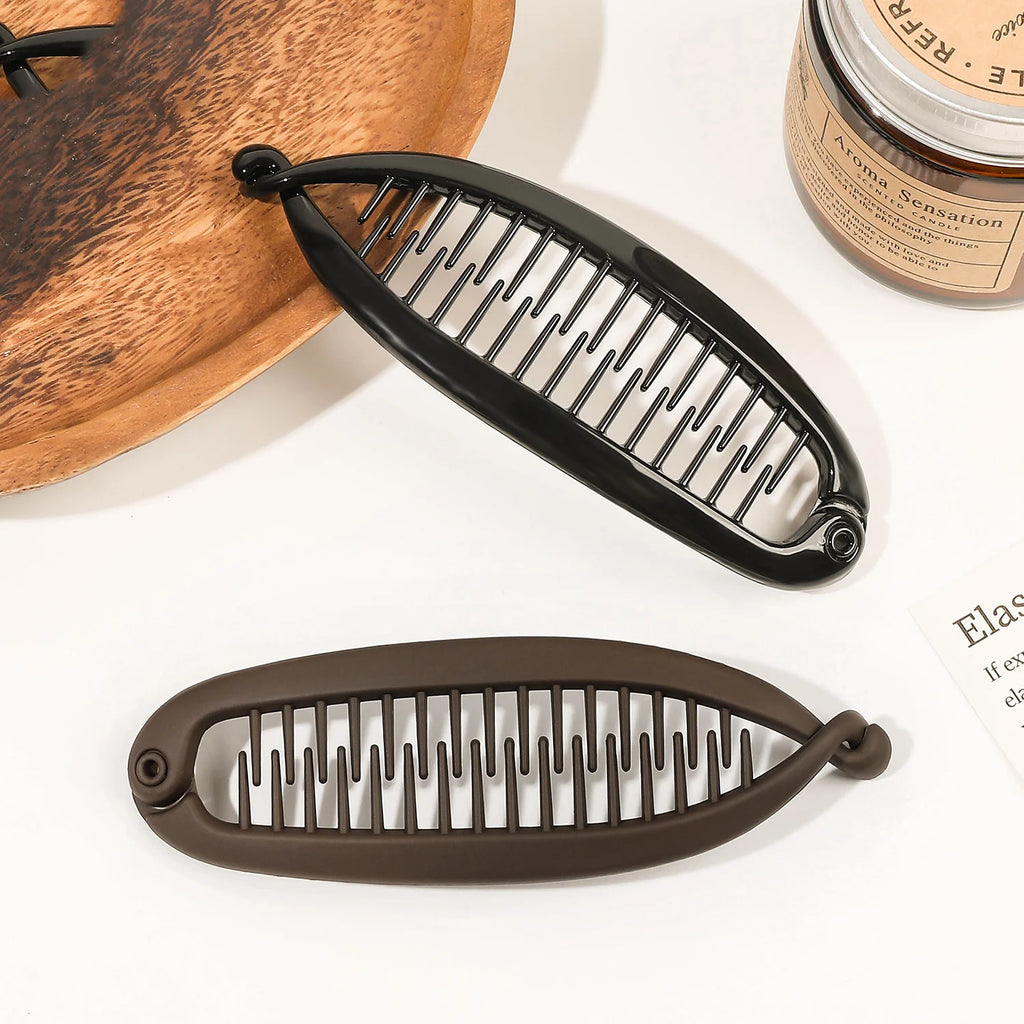 Matte Fish Shaped Banana Hairpin Ponytail Hair Clip Headband For Women Hair Accessories HairgripsTwist Clamp Barrettes Headwear
