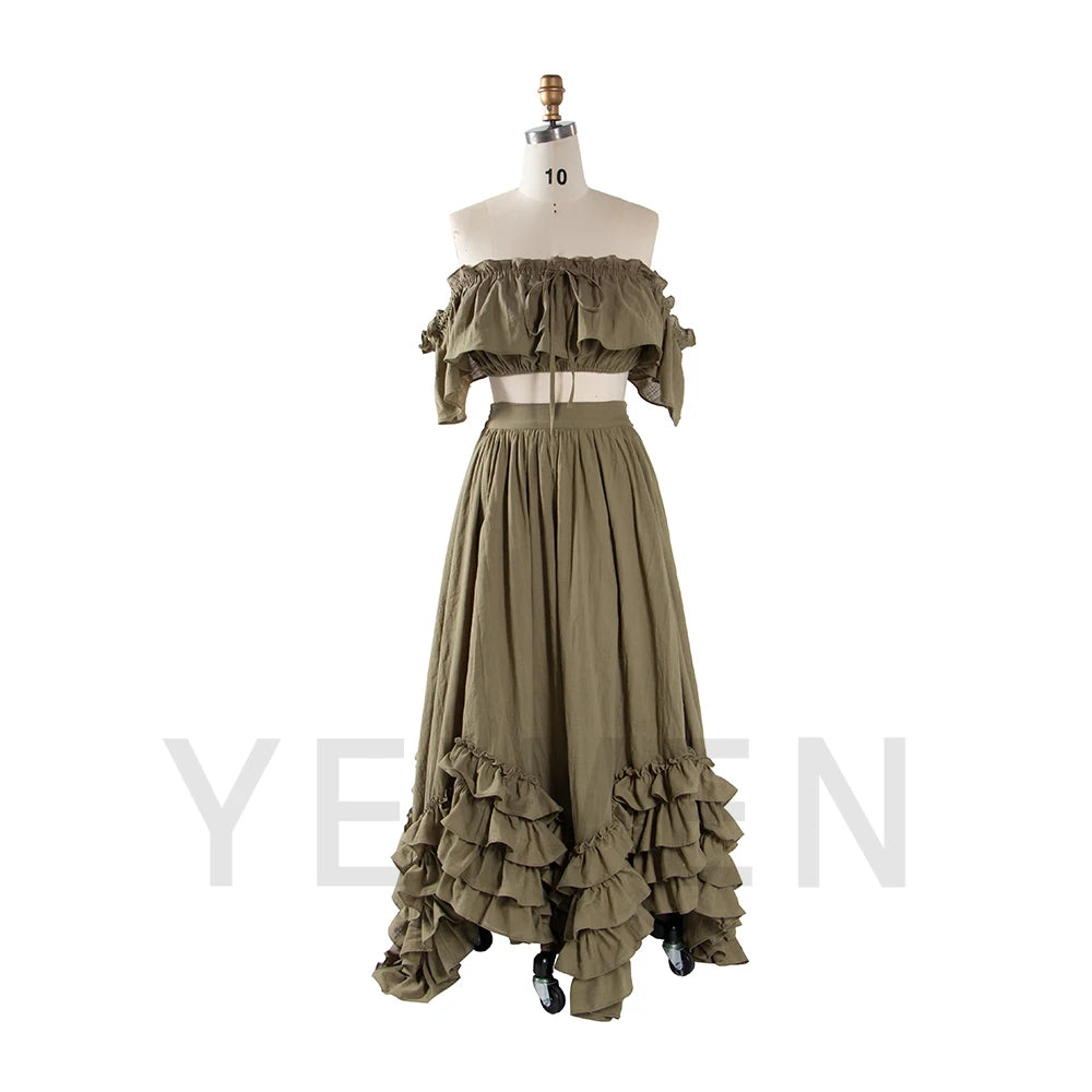 2 Piece Set Photography Dresses for Special Occasions Bump Friendly Long Dress for Photo Shoot Elegant Gowns Gala YW251018