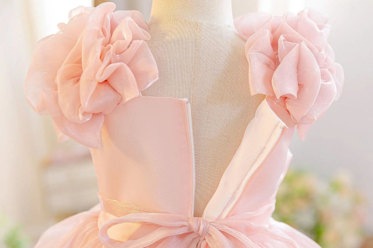 HETISO Baby Girls Summer New Version Layered Dresses Children's One Year Princess Sequined Pink Wedding Party Ball Gown 1-5Y