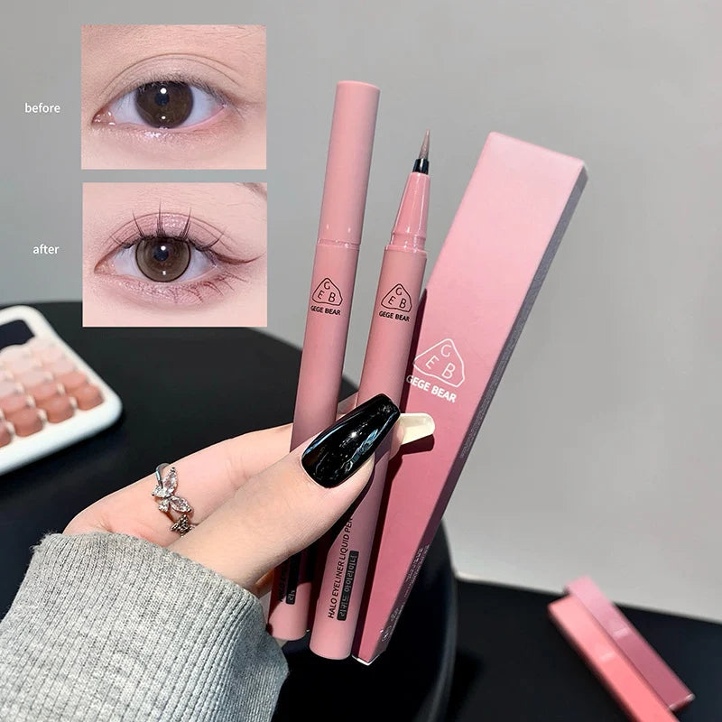 Waterproof Quick Dry Liquid Eyeliner Pen Ultra-fine Matte Black Brown Lasting Lying Silkworm Eyeliner Pencil Natural Eyes Makeup