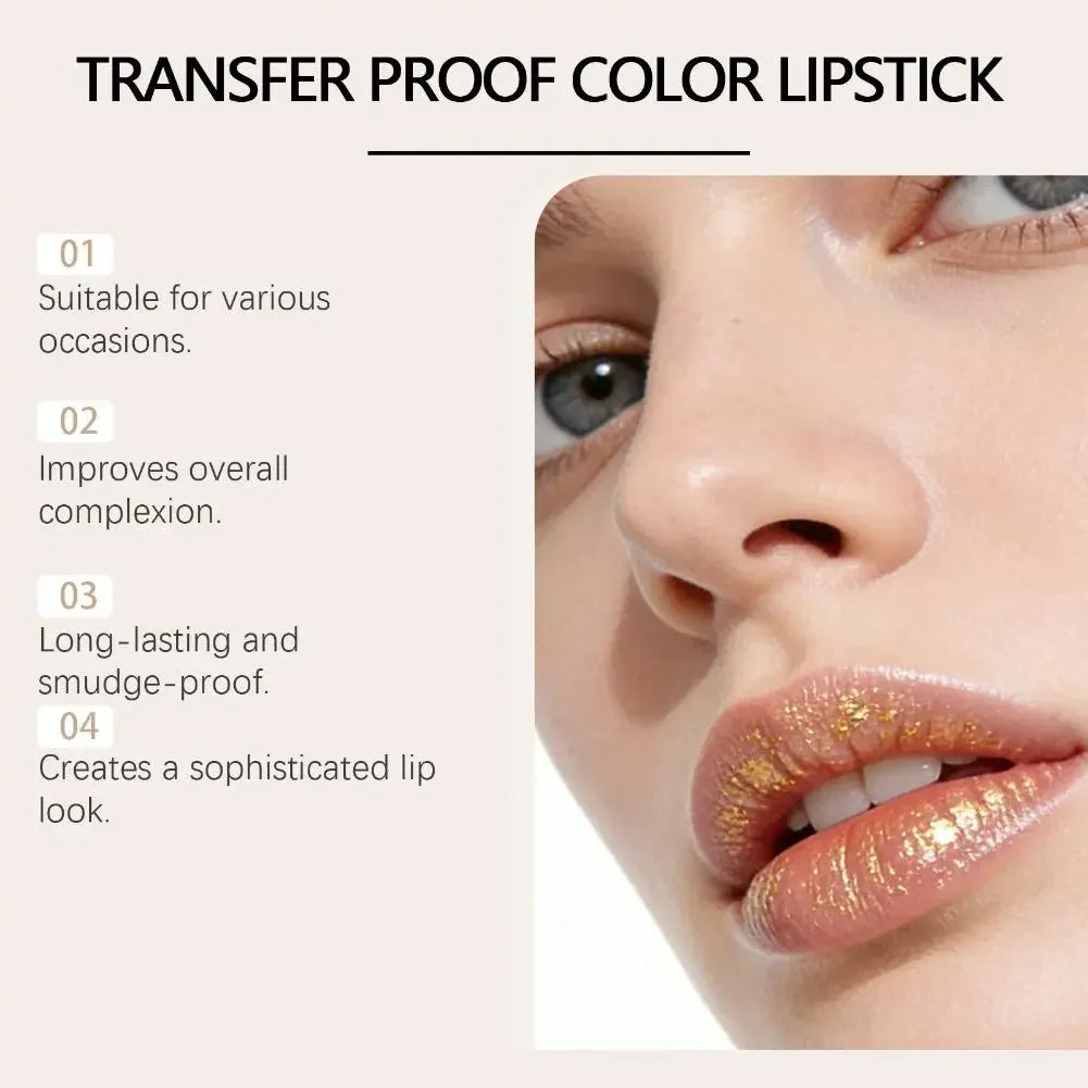 Color Changing Lipstick With Gold Flecks Moisturizing High Shine Fade Lip Line Lip Gloss Non Greasy Non-stick Hydrating Lip Balm