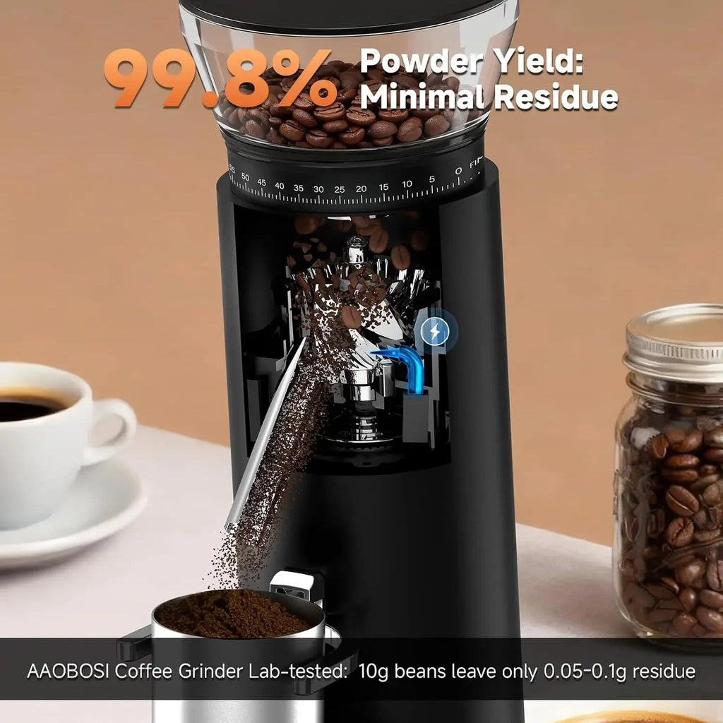 Cordless Burr Coffee Grinder, Rechargeable with 60 Grind Settings & Anti-Static, Digital Timer Touchscreen, Portable Electric