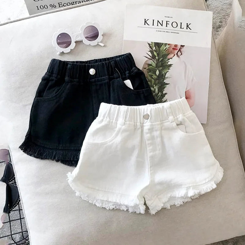 Girls Denim Shorts 2026 Summer 1-7Y Kids Short Jeans Solid Color Fashion Comfotable Clothing with Korean Style Pants