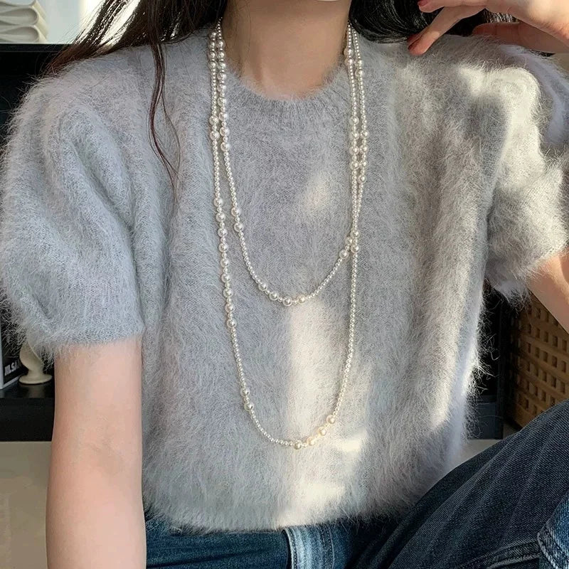 Vintage Long Multi Layered Pearl Necklace for Women Elegant Sweet Collar Chain Sweater Chain Necklaces Luxury Jewelry Gifts