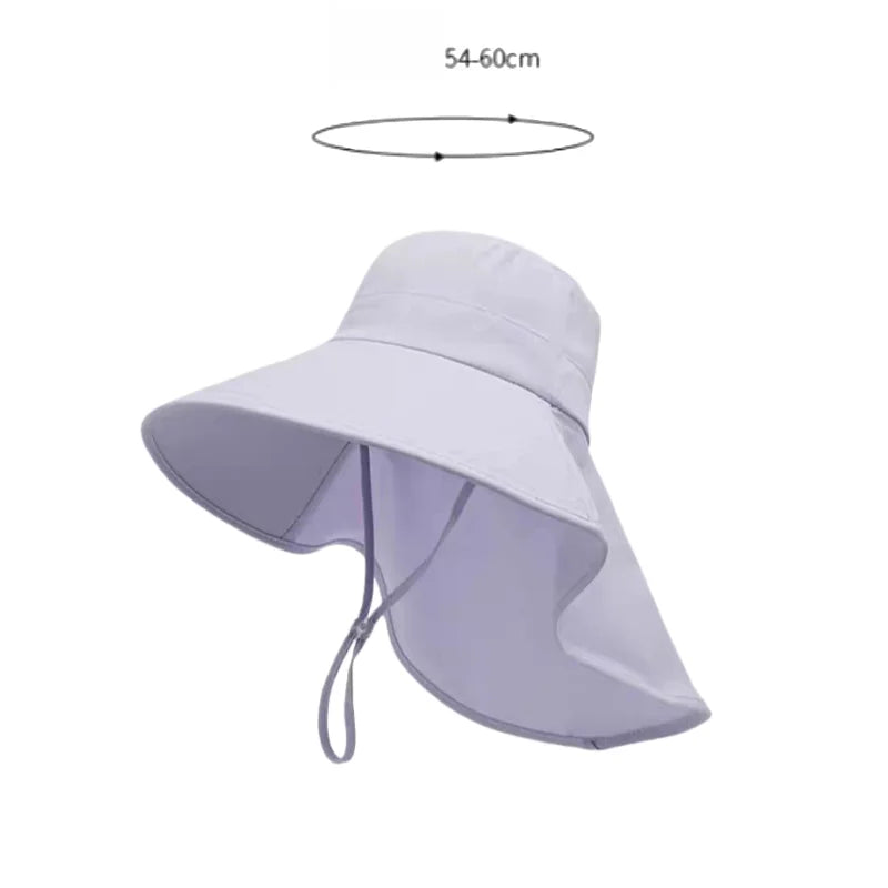 1Pc Women'S Sun Hat Anti Hiking Fishing Hats Wide Brim Foldable Summer Beach Hat With Neck Cover Outdoor Visor Caps