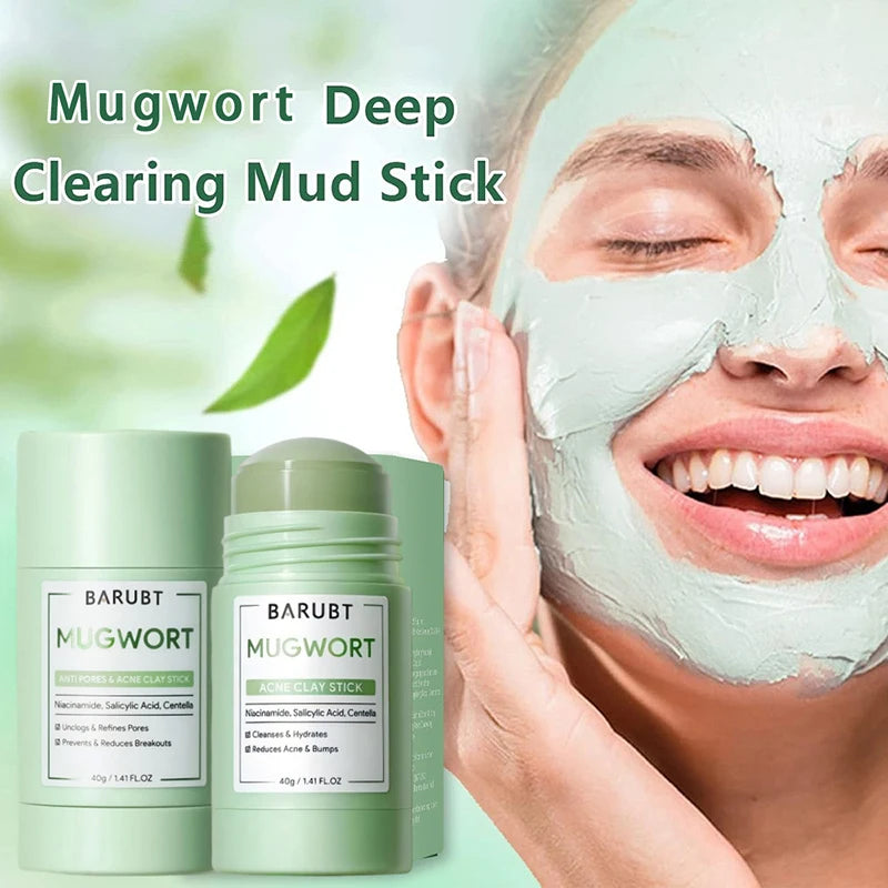 Deep Cleansing Mugwort Volcanic Mud Mask Stick Remove Blackheads Pore Control Oil Balancing Facial Clay Mask Gentle Skin Care