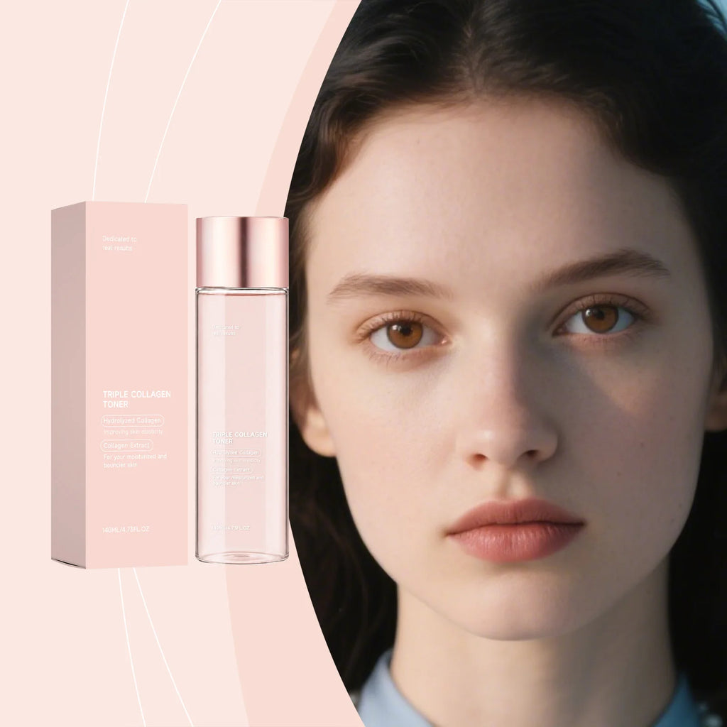 Triple Collagen Toner Moisturizing Watery Non‑Sticky Texture Hydrating Nourishing Skin Care Refreshing Large Capacity Face Toner