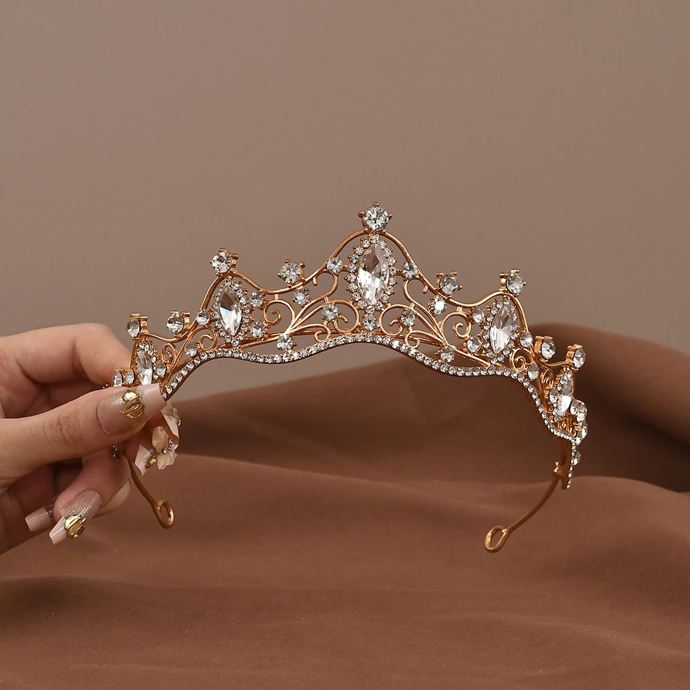 Princess Queen Vintage Baroque Crystal Crown Rhinestone Tiara For Women'S Bridal Weeding Prom Jewelry Hair Accessories