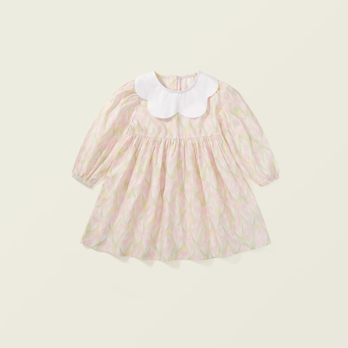 Children Girl Vintage Dress Spring Autumn Lace Turn Down Collar 2-8Y Princess Dress Fragment Flower Long Sleeve Baby Girls Dress