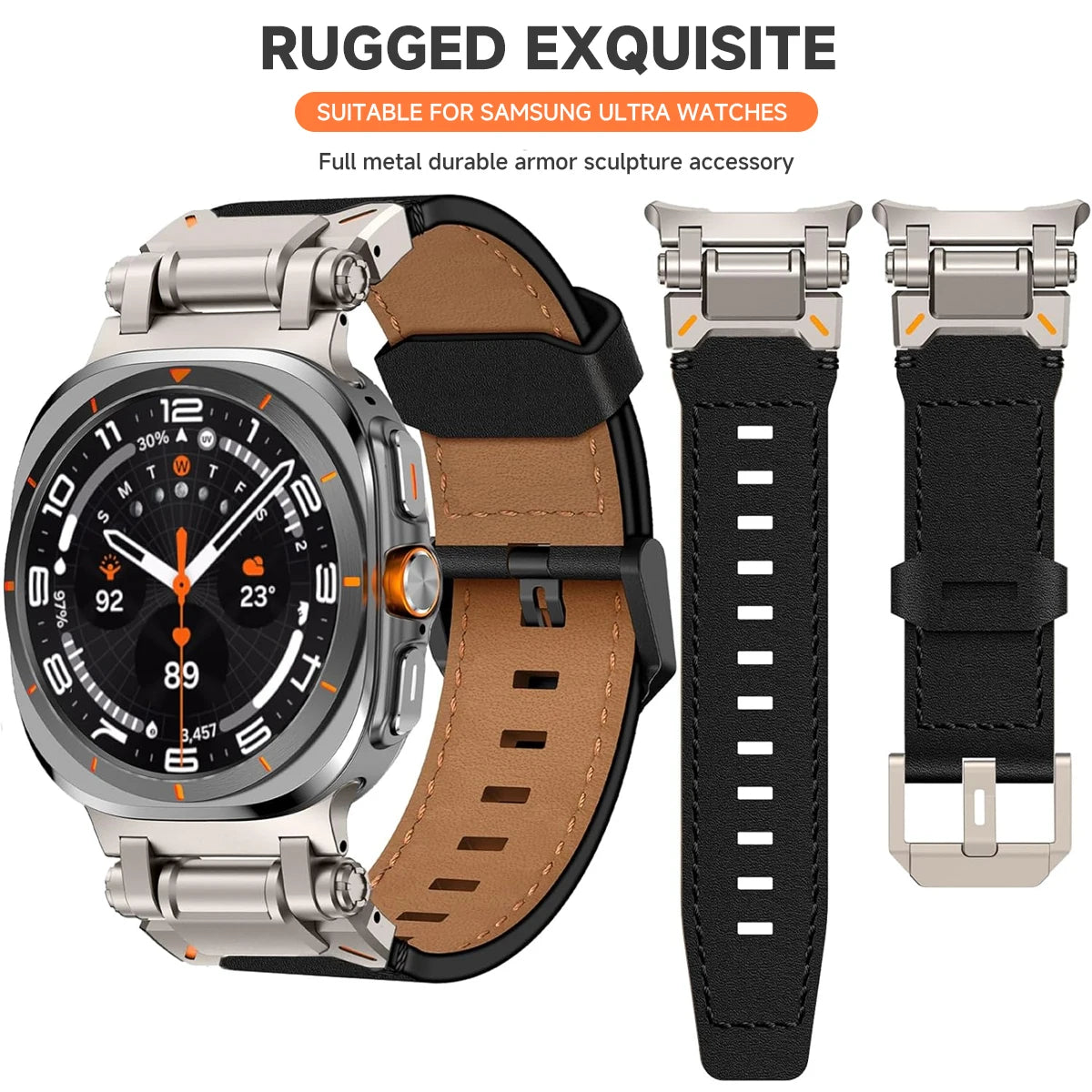 Luxury Leather Band for Samsung Galaxy Watch Ultra 2025 2024 47mm Business Strap for Galaxy Watch Ultra Adjustable Men Wristband