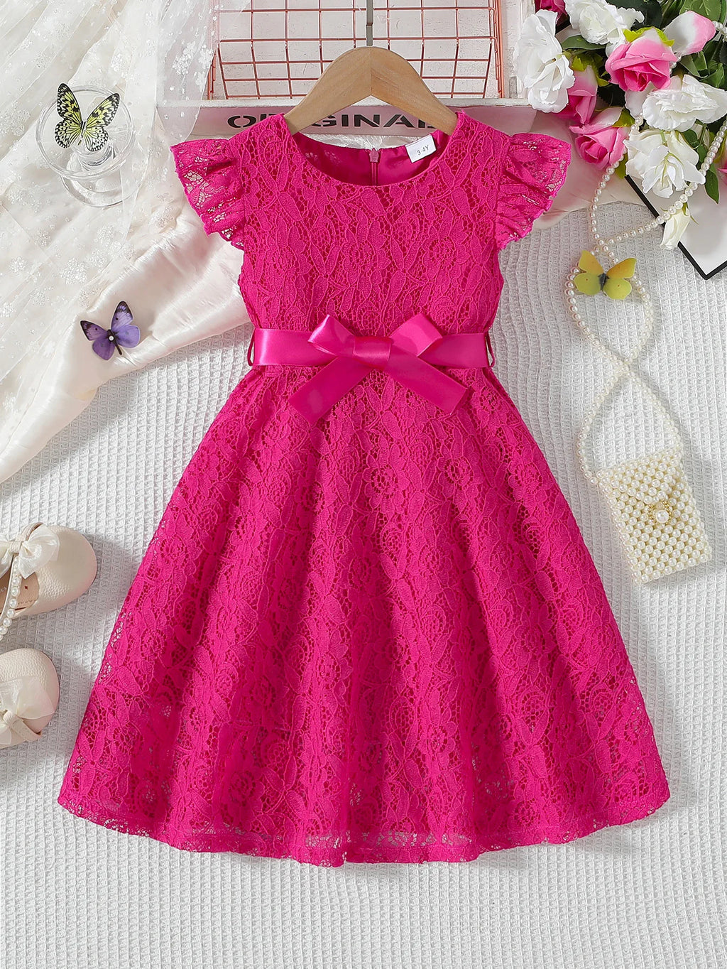 Girls Lace Dress Summer Princess Dresses for Kids Candy Color Teenager Wedding Performance Costume Baby Clothing 1-10T
