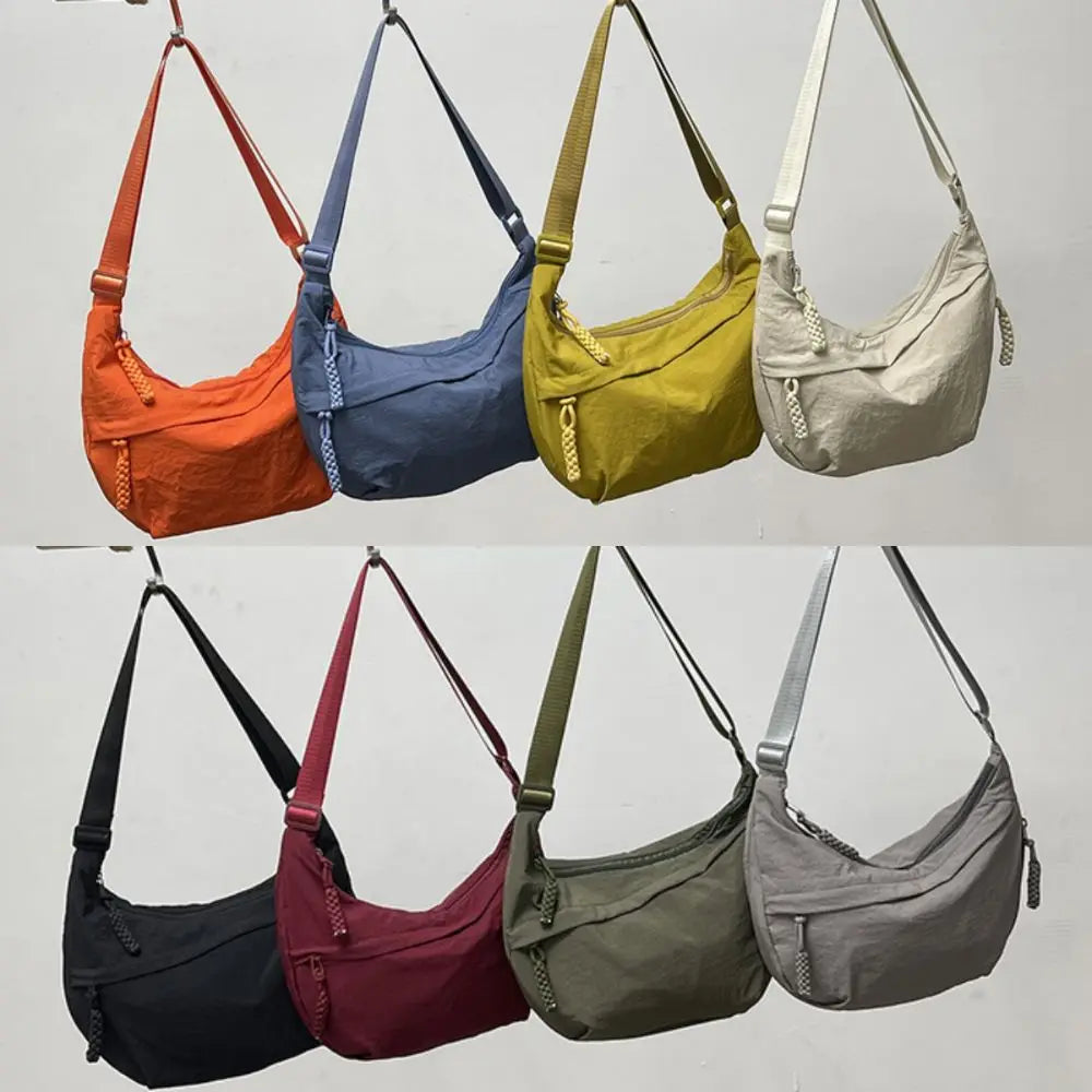 Nylon Crossbody Bags Large Capacity Korean Simplified Shoulder Bag Lightweight Solid Color Dumpling Bag Travel Sports Hobos Bag