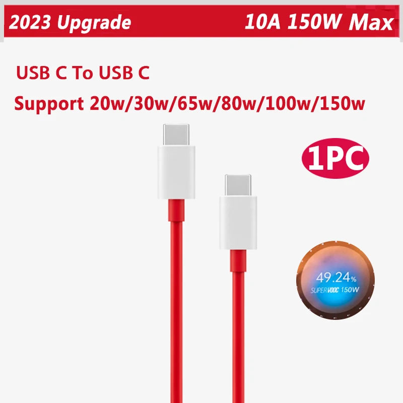 Original Oneplus Cable Supervooc 150w 100w 80w Usb Type C Warp Charge 65w Cables Usbc One Plus 13 13t 12 11 10 Nord 4 N30 SE