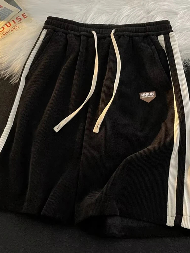 Mens Y2K Shorts Loose Straight Fit Retro American Gym Wear Striped Contrasting Color For Men