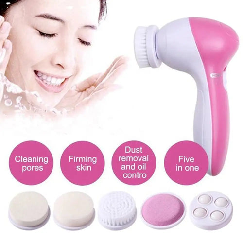 5 In 1 Electric Facial Cleaner Brush Massager For All Skin Types Spa Quality Skin Care Blackhead Cleaning