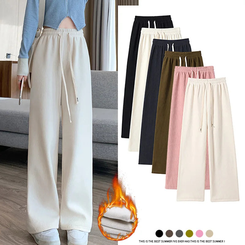 Women'S Long Pants Spring Autumn Women'S Elastic Waist Stright Long Wide Leg Pants 2024 Casual Female Long Pants Trousers